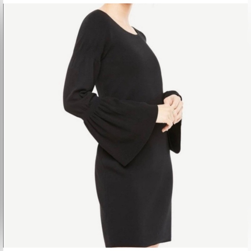 Ann Taylor Black Bell Sleeve A line Shift Dress 8P NWT - Picture 3 of 16